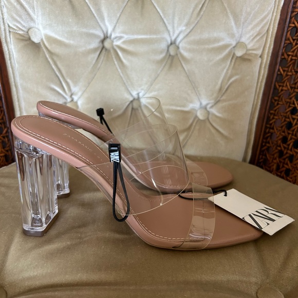 SOLD: Zara Transparent Heeled Sandals NWT - Picture 2 of 5